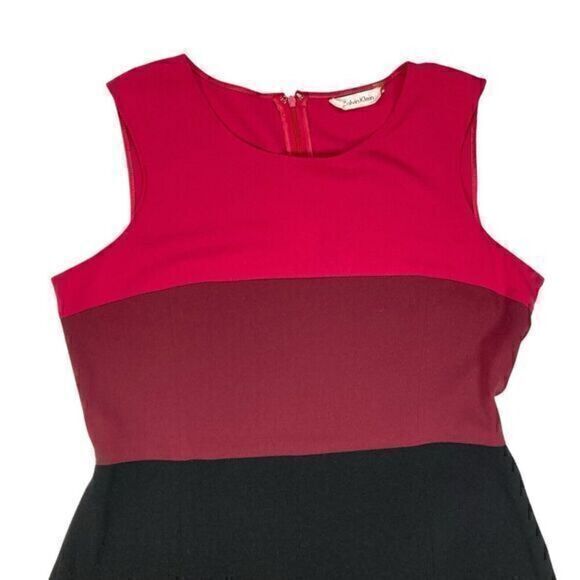Calvin Klein Color Block A-line Dress Women L Career Business Casual Dinner Date - Picture 3 of 14